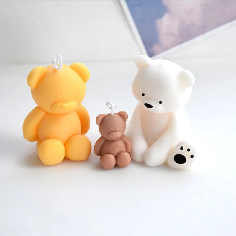 3D Cute Cartoon Bear Silicone Candle Mold Diy Handmade Soap Plaster