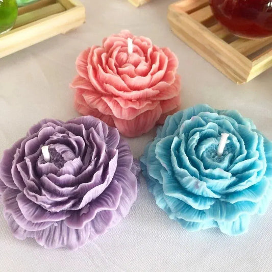 3D Peony Candle Silicone Mold DIY Relief Flower Soap Resin Plaster