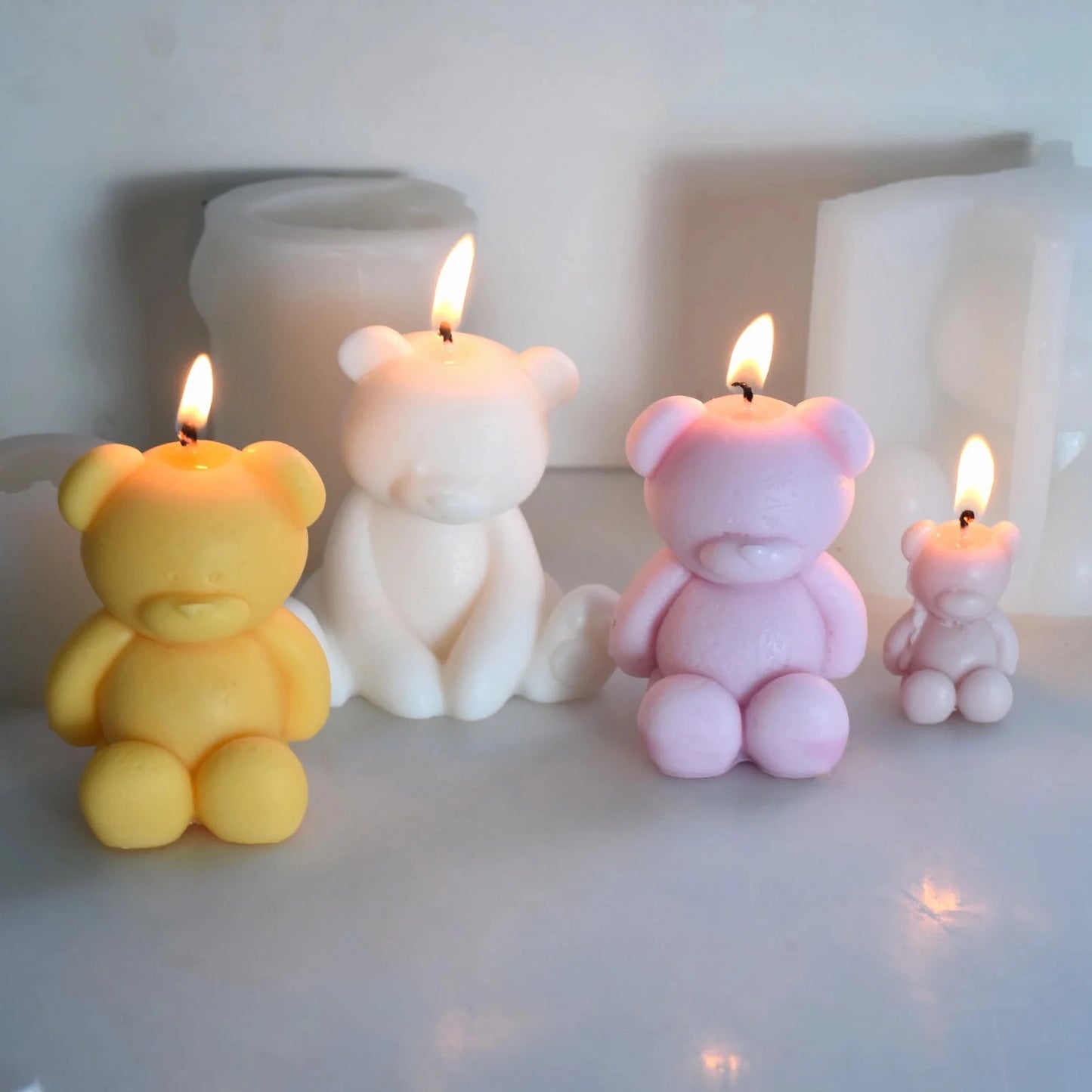 3D Cute Cartoon Bear Silicone Candle Mold Diy Handmade Soap Plaster