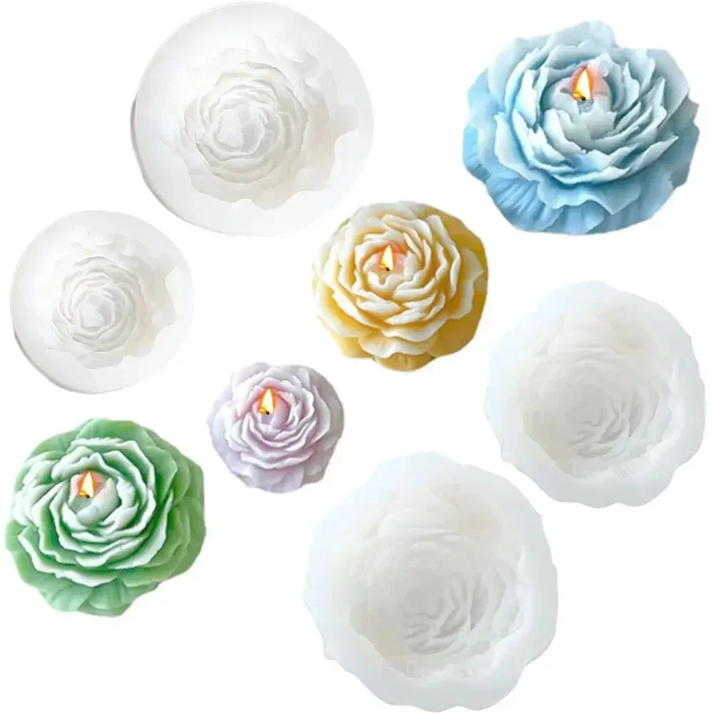 3D Peony Candle Silicone Mold DIY Relief Flower Soap Resin Plaster