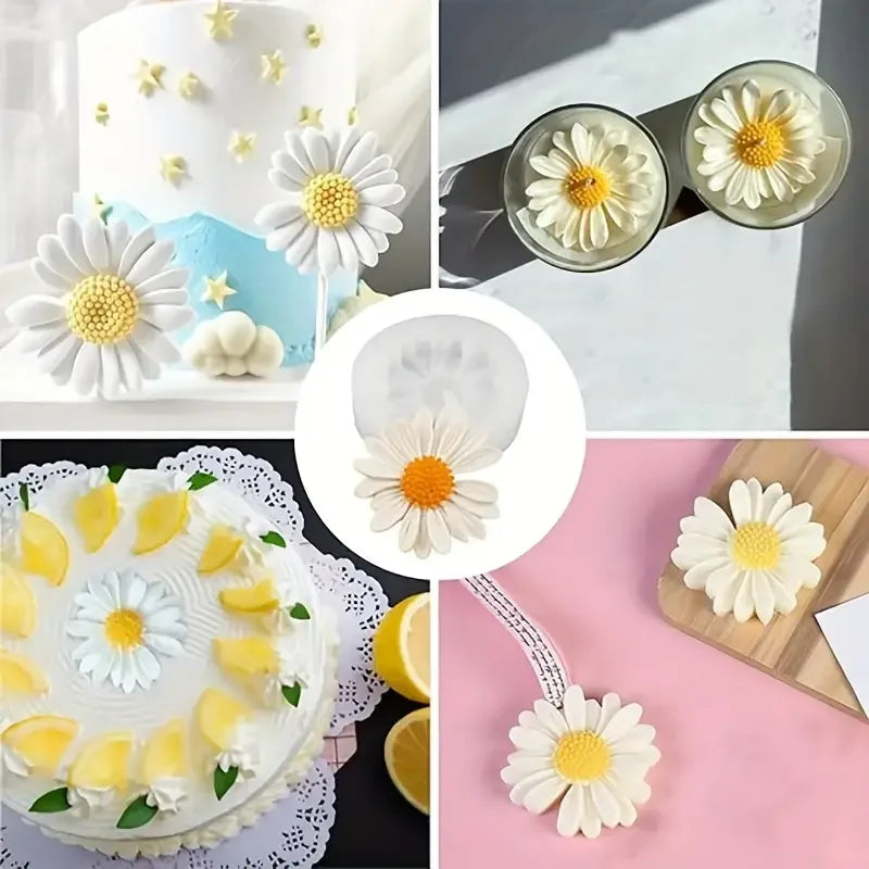 1pc 3D Daisy Flower Silicone Candle and Plaster Mold - DIY Resin and