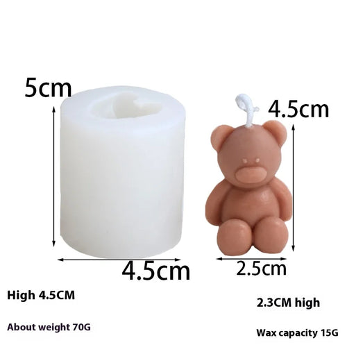 3D Cute Cartoon Bear Silicone Candle Mold Diy Handmade Soap Plaster