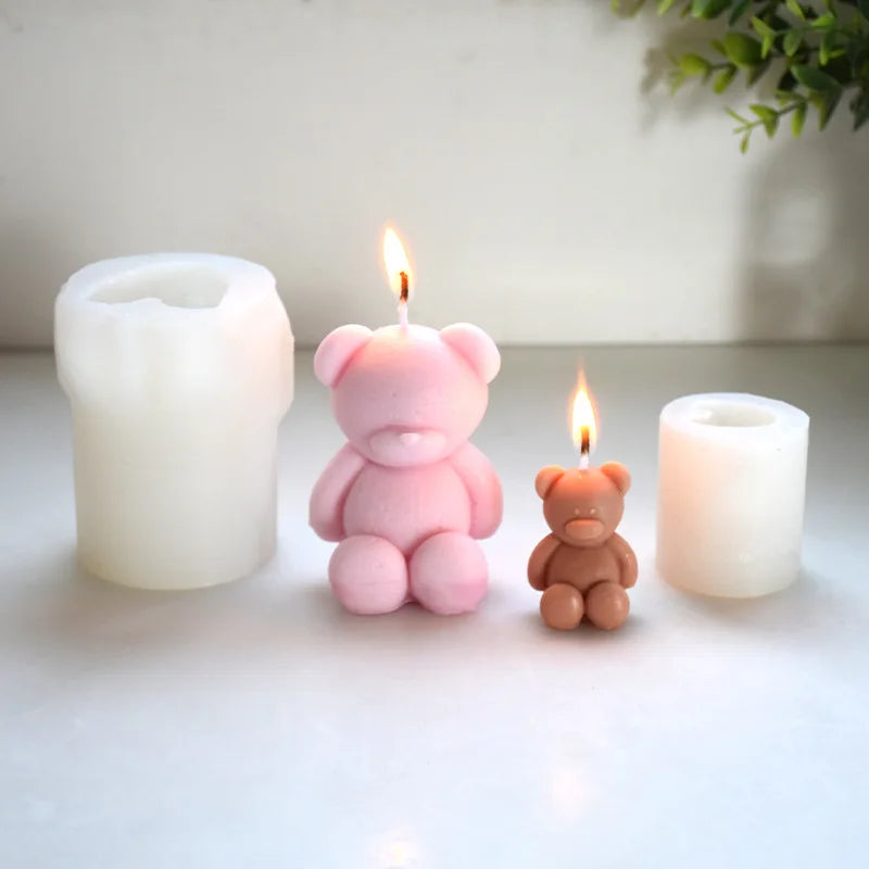 3D Cute Cartoon Bear Silicone Candle Mold Diy Handmade Soap Plaster