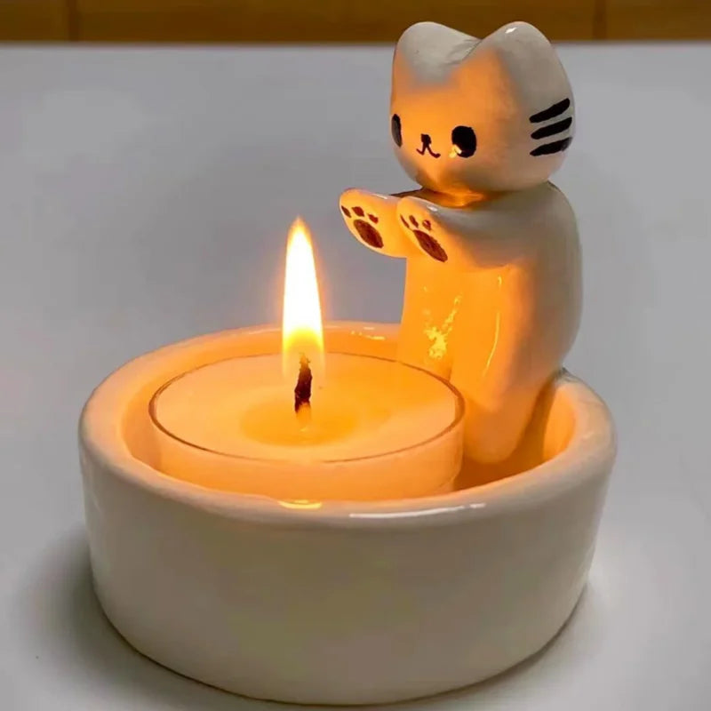 Cartoon Cat Candle Holder Cat Tea Light Candle Holder Office Home