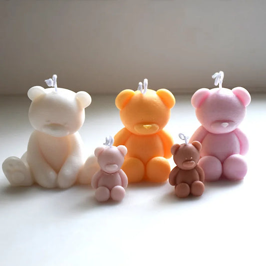 3D Cute Cartoon Bear Silicone Candle Mold Diy Handmade Soap Plaster