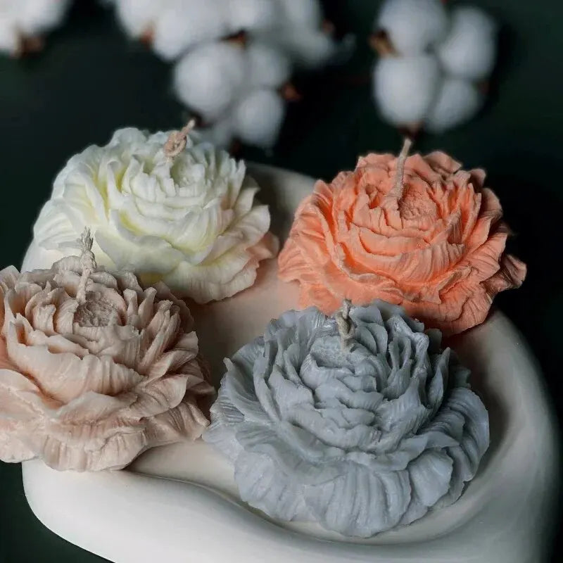 3D Peony Candle Silicone Mold DIY Relief Flower Soap Resin Plaster